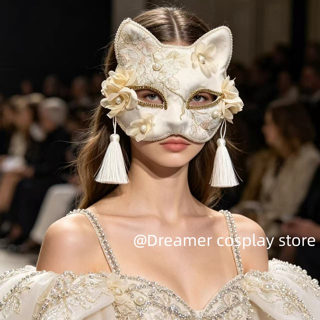 Tassel Fringe Trim - 2026 New Cat-Ear Mask Half-Face Makeup