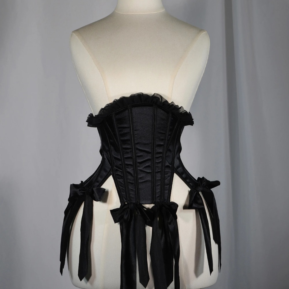 Women Black Corset Bustier Lac - огляд і ціна Tassel Fringe Trim