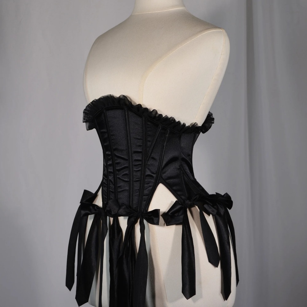 Women Black Corset Bustier Lac - огляд і ціна Tassel Fringe Trim