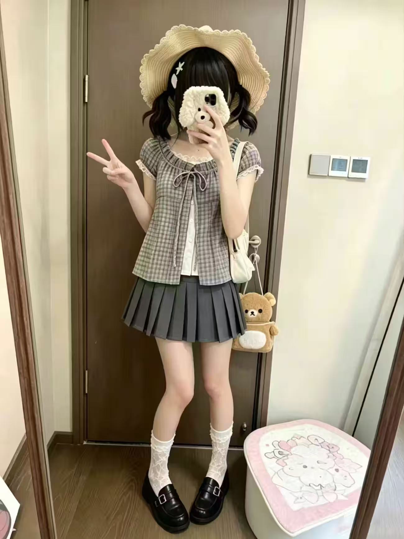 Japanese Vintage Plaid 2 Piece - огляд і ціна Elastic Lace Trim