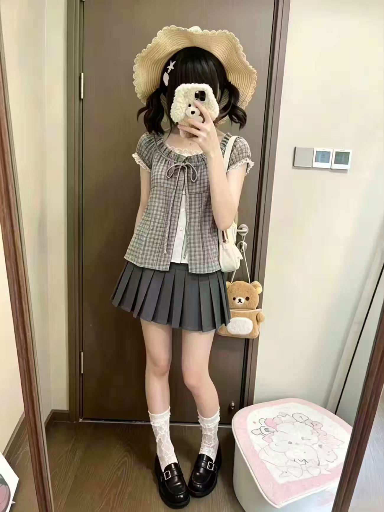 Japanese Vintage Plaid 2 Piece - огляд і ціна Elastic Lace Trim