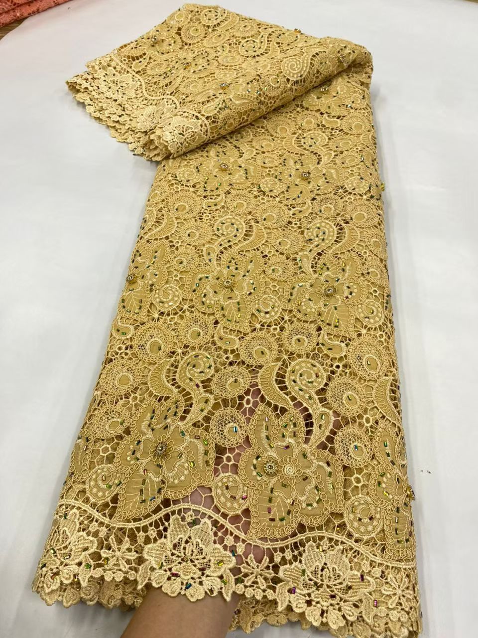 Latest Cord Guipure Lace Fabri - огляд і ціна Crystal Mesh Fabric