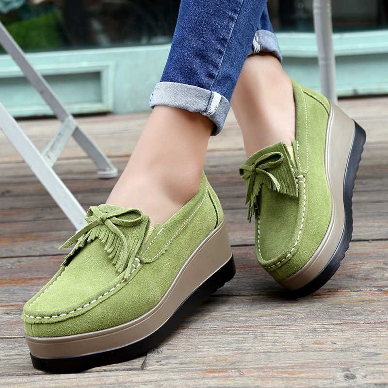Fashon Green Suede Shoes of Wo - огляд і ціна Tassel Fringe Trim