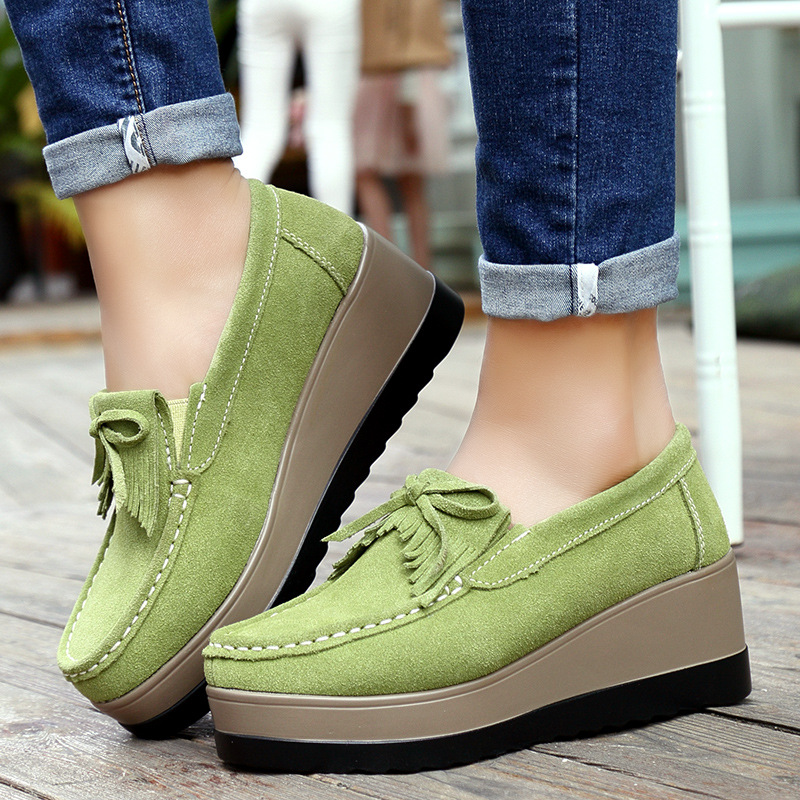 Fashon Green Suede Shoes of Wo - огляд і ціна Tassel Fringe Trim