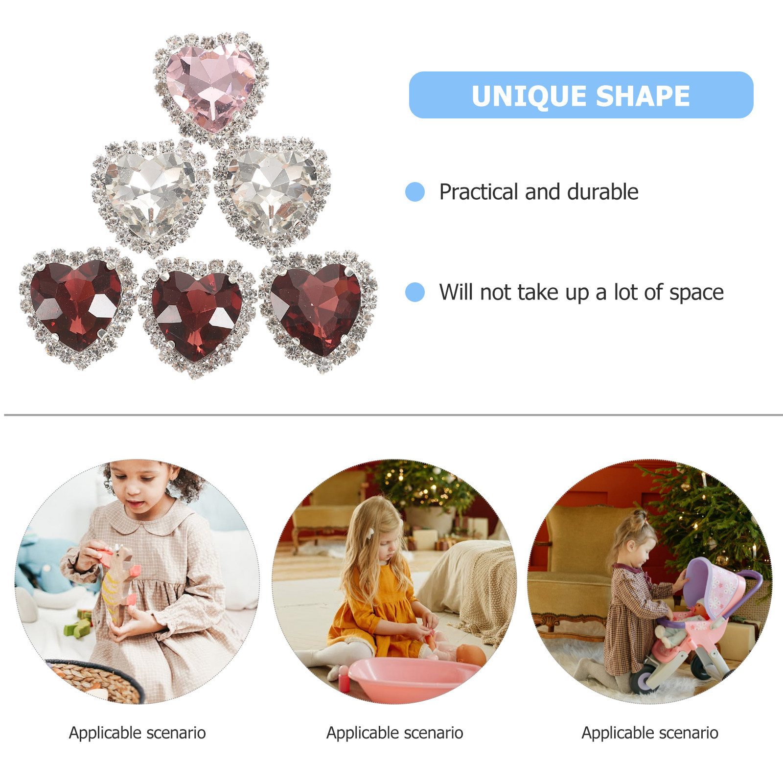 30Pcs Heart Sewing Rhinestone  - огляд і ціна Embellishment Glue Craft