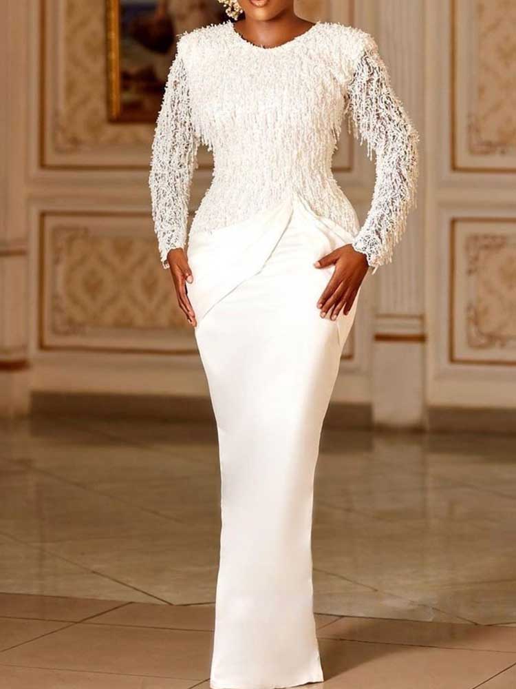 Chic Dress Elegant Woman Long  - огляд і ціна Tassel Fringe Trim