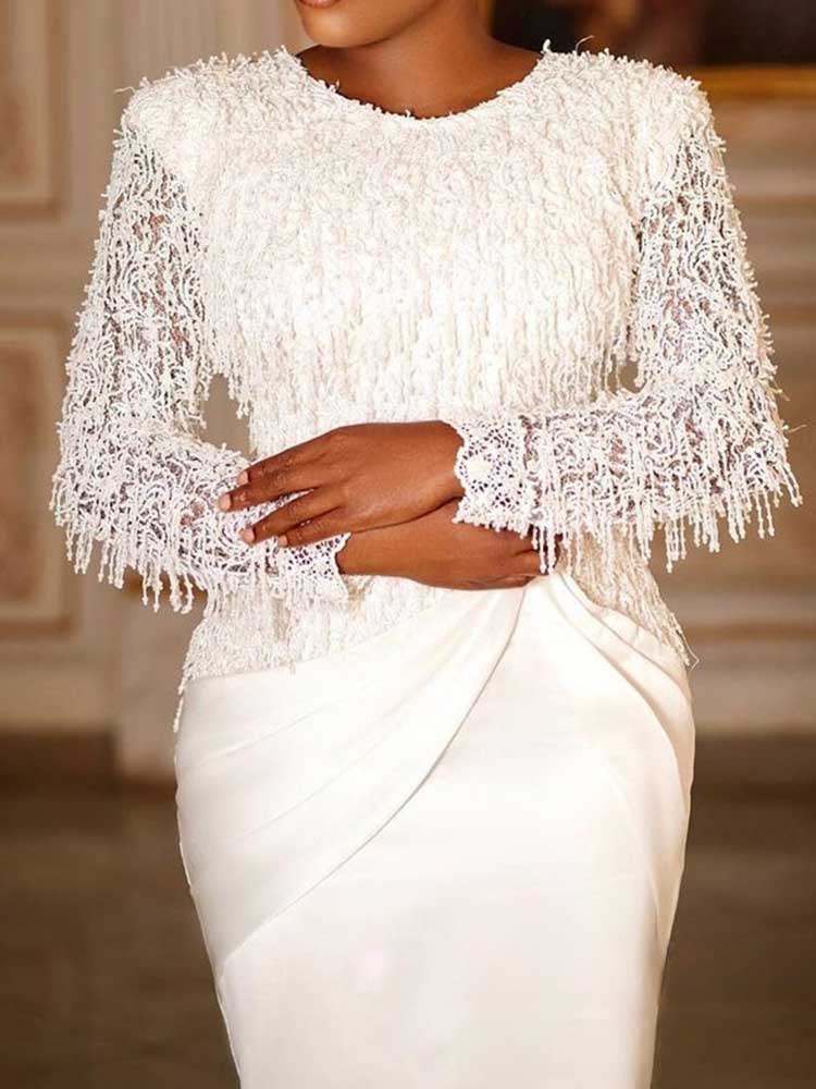 Chic Dress Elegant Woman Long  - огляд і ціна Tassel Fringe Trim